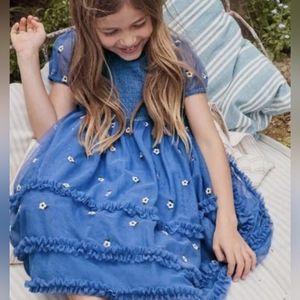 Mini Boden Tulle Ruffles blue dress -girls 7/8